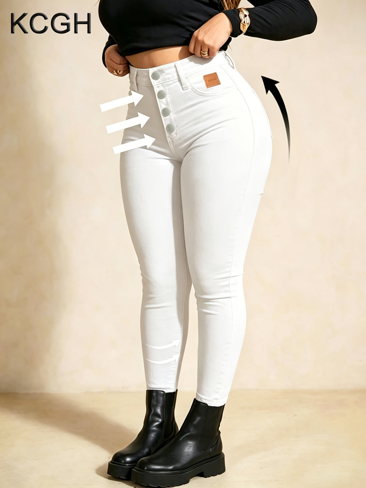Jean grande taille, coupe oversize, poches plaquées, tenue franche — composition : 98% Coton, 2% Élasthanne