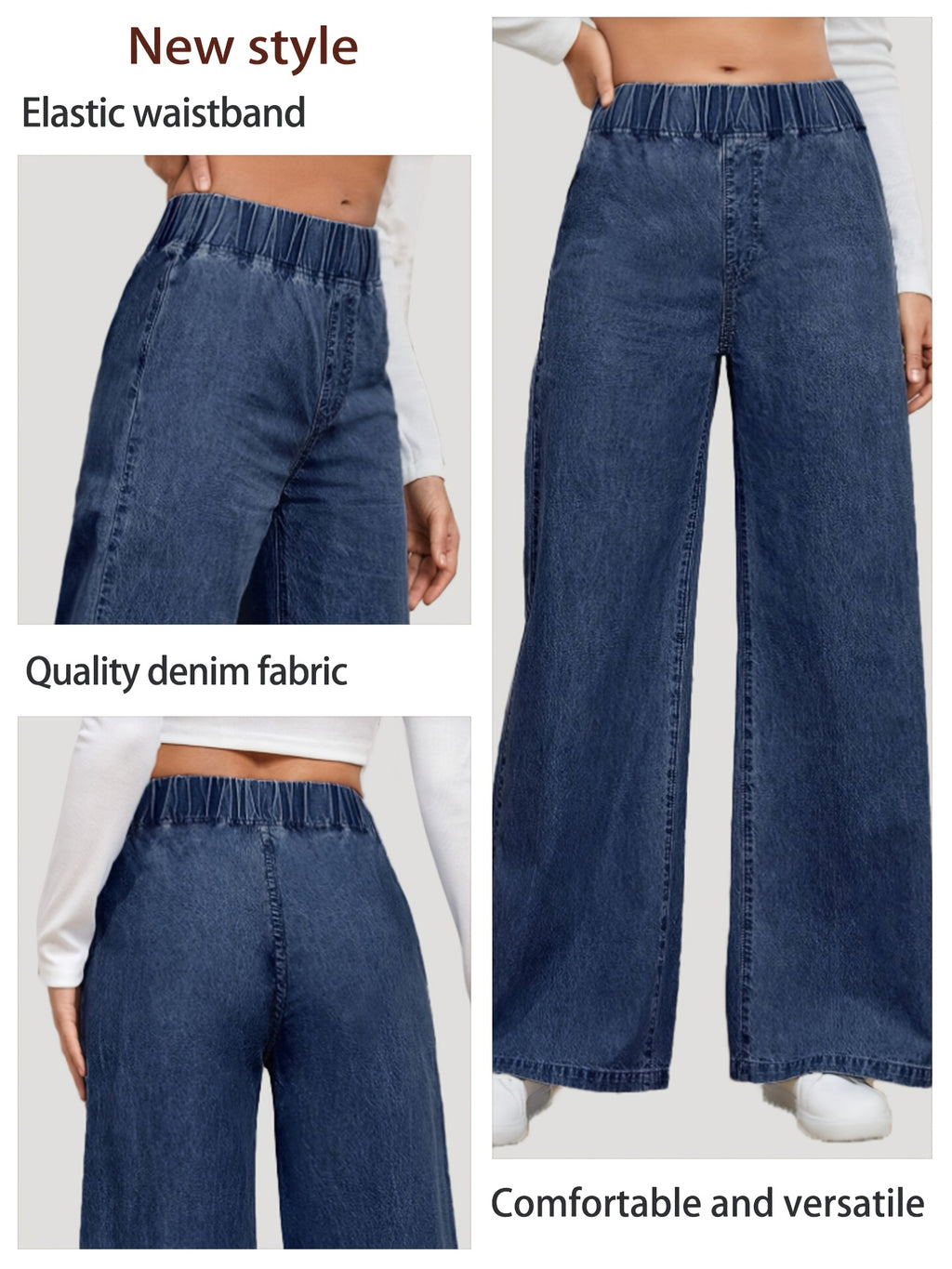 Jean grande taille — Taille élastiquée et jambe très large