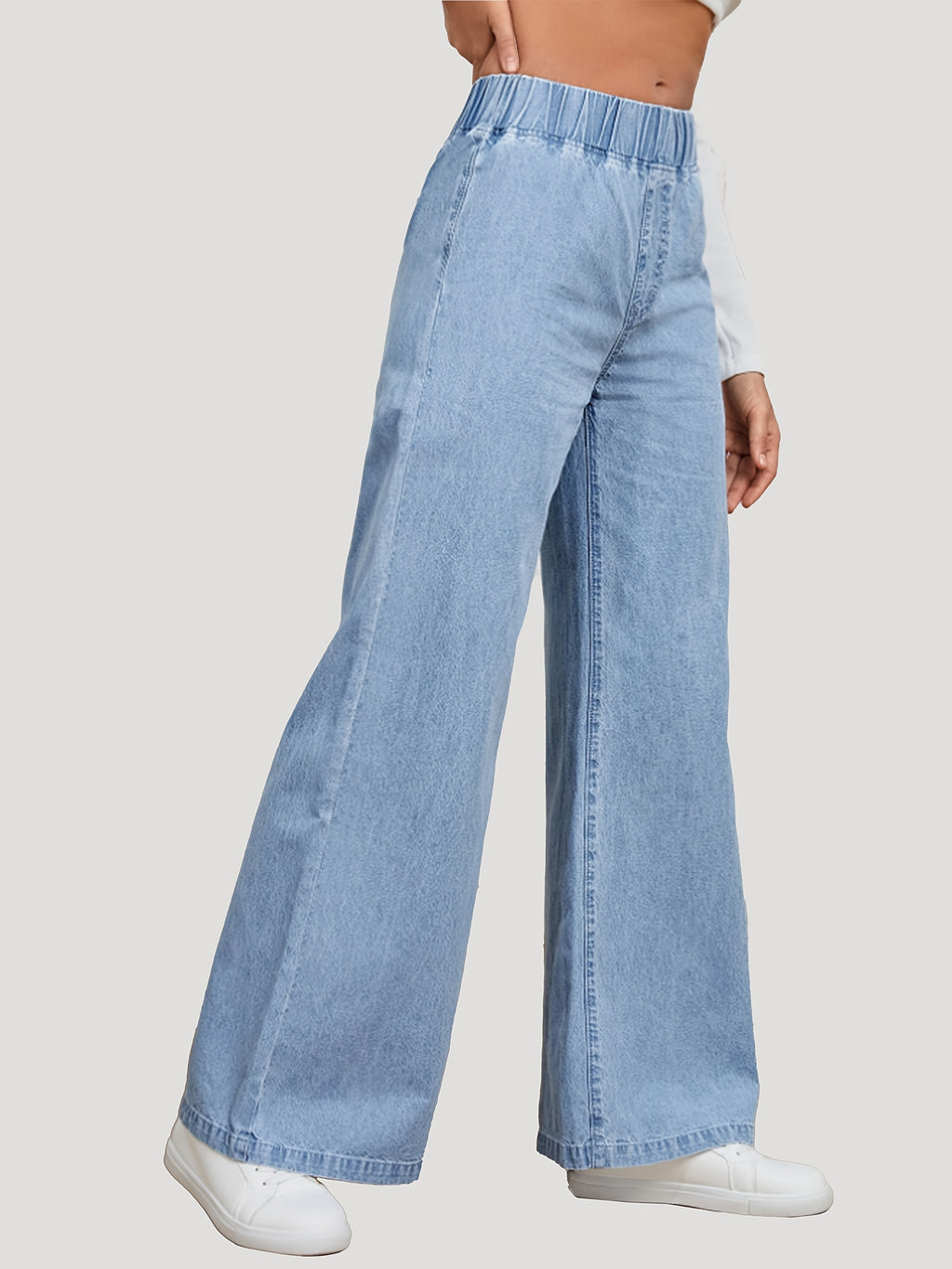 Jean grande taille — Taille élastiquée et jambe très large