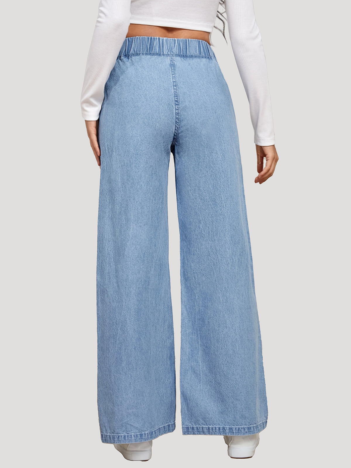 Jean grande taille — Taille élastiquée et jambe très large