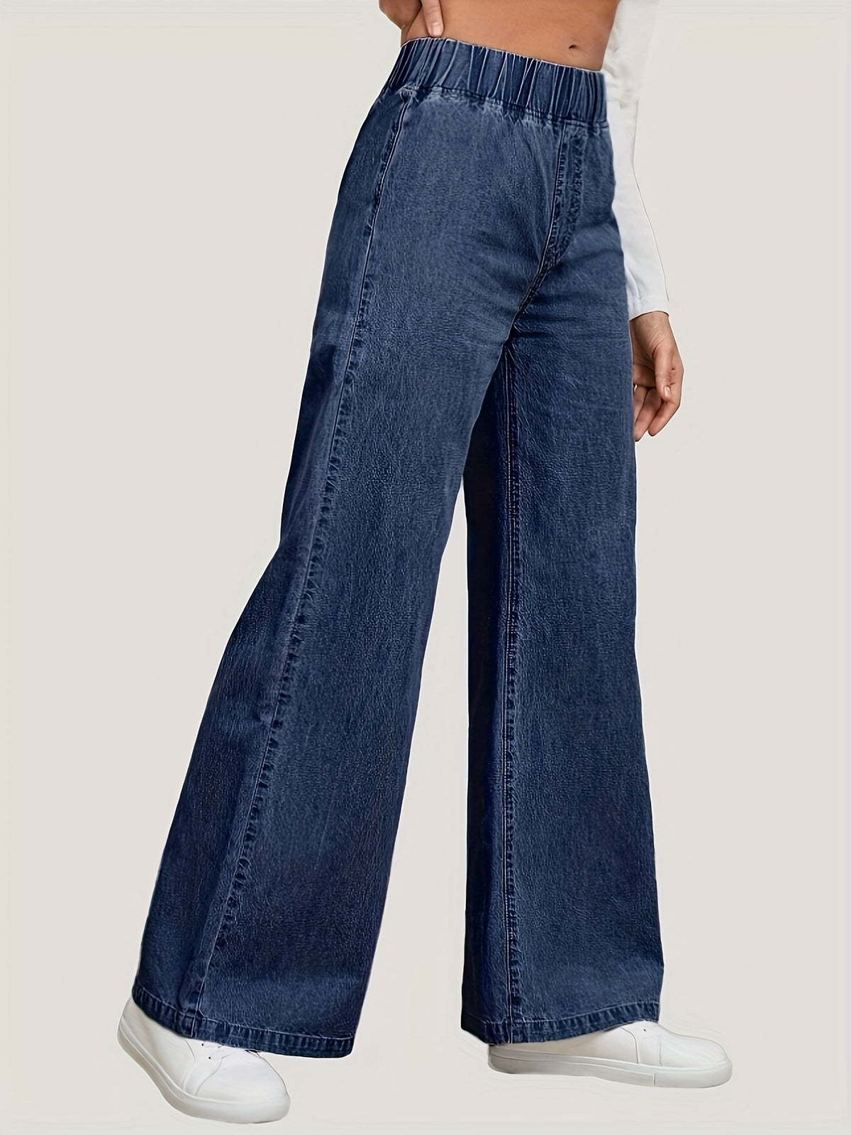Jean grande taille — Taille élastiquée et jambe très large
