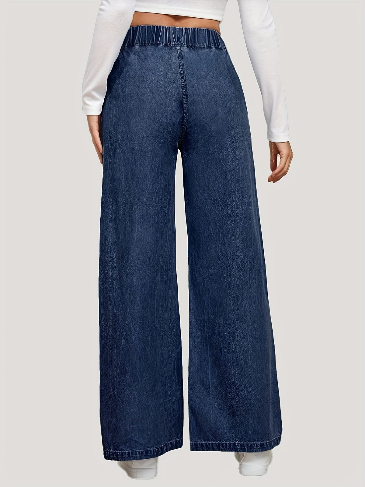 Jean grande taille — Taille élastiquée et jambe très large