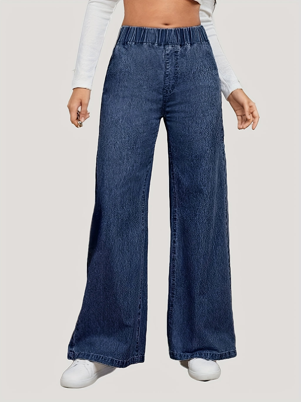 Jean grande taille — Taille élastiquée et jambe très large