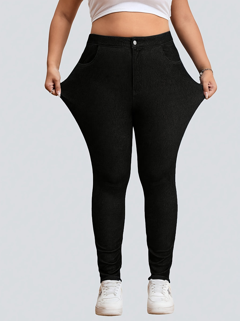 Jean skinny grande taille — Deux lavages sombres, taille haute
