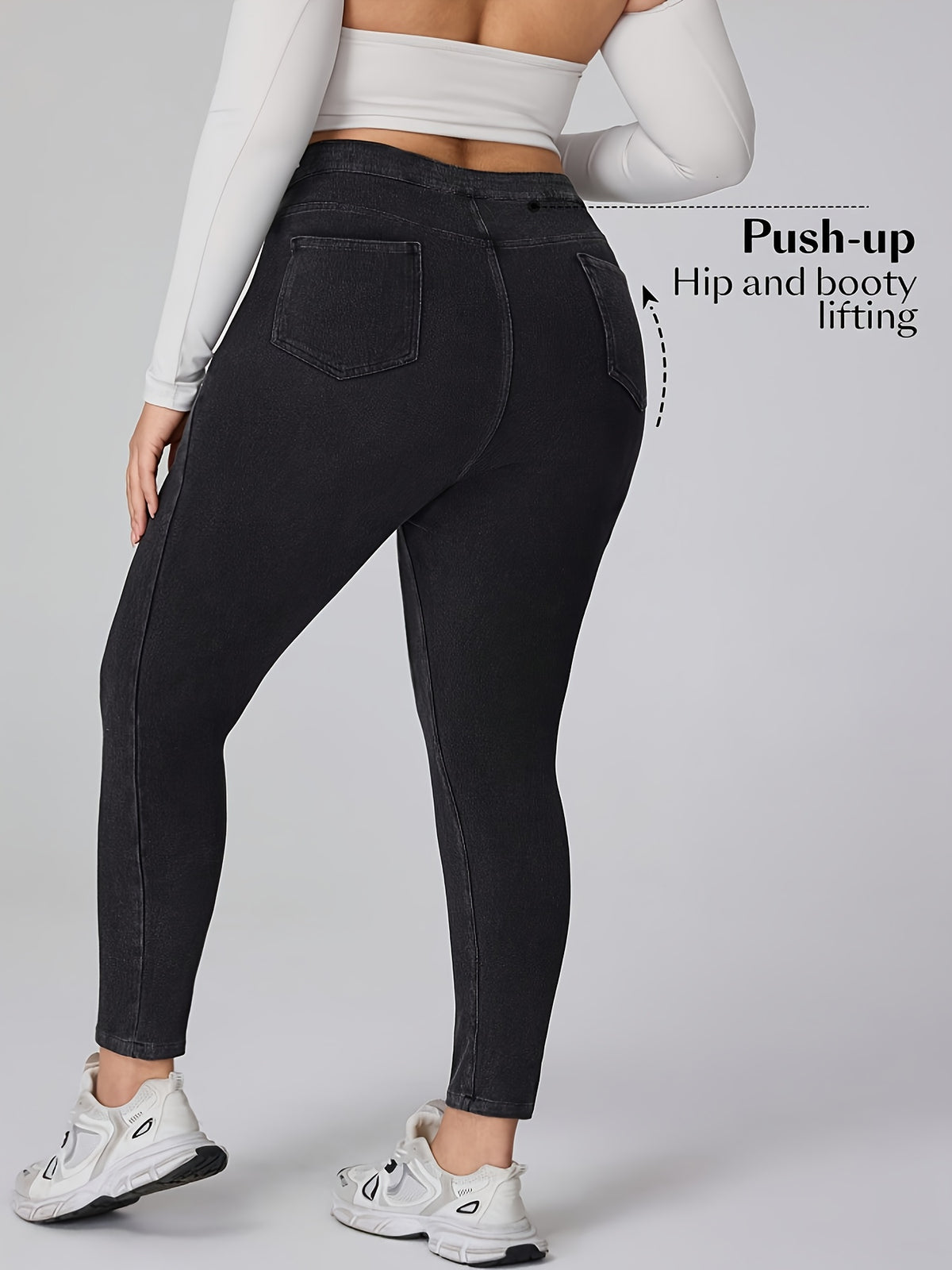 Jean skinny grande taille — Deux lavages sombres, taille haute