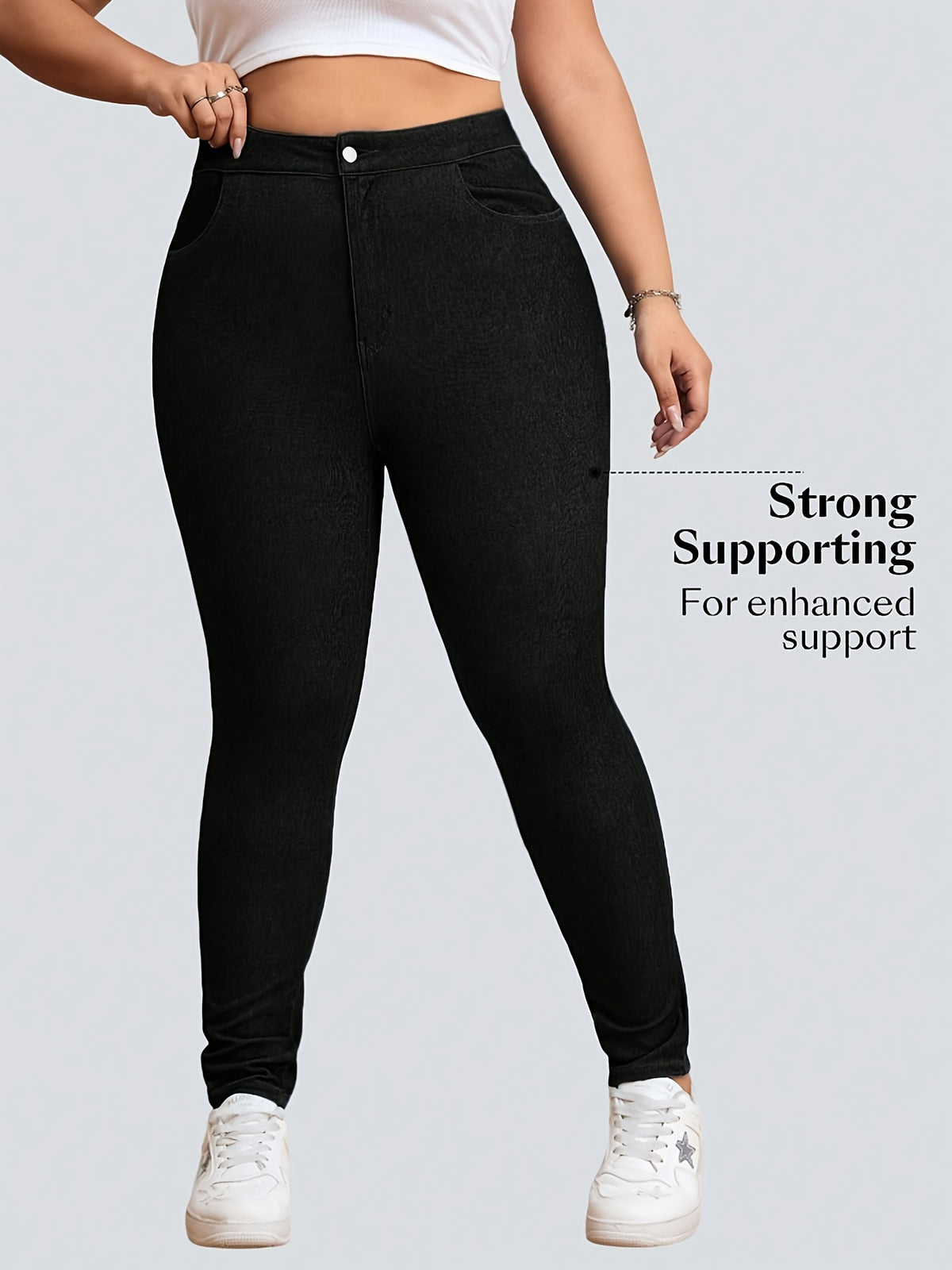 Jean skinny grande taille — Deux lavages sombres, taille haute