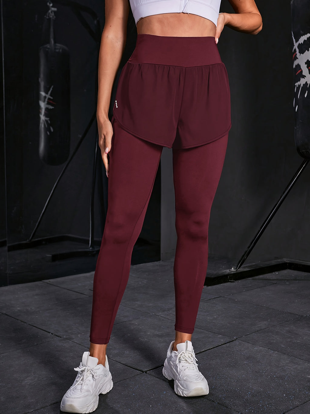 Legging grande taille, sur-jupe croisée intégrée, deux en un