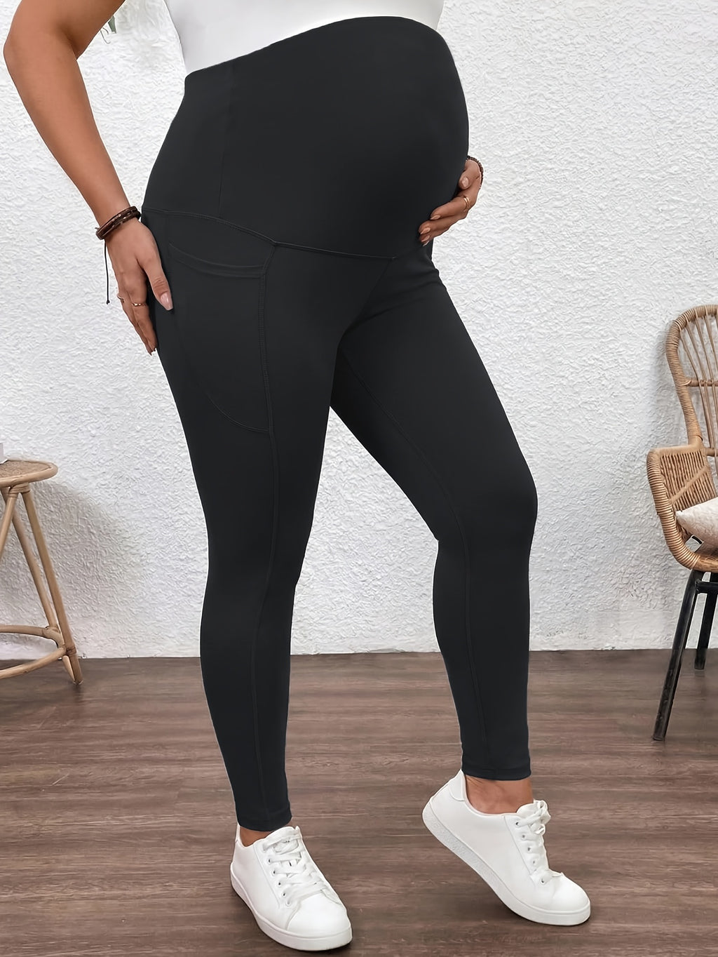 Legging grande taille pour la grossesse — Deux poches de cuisse
