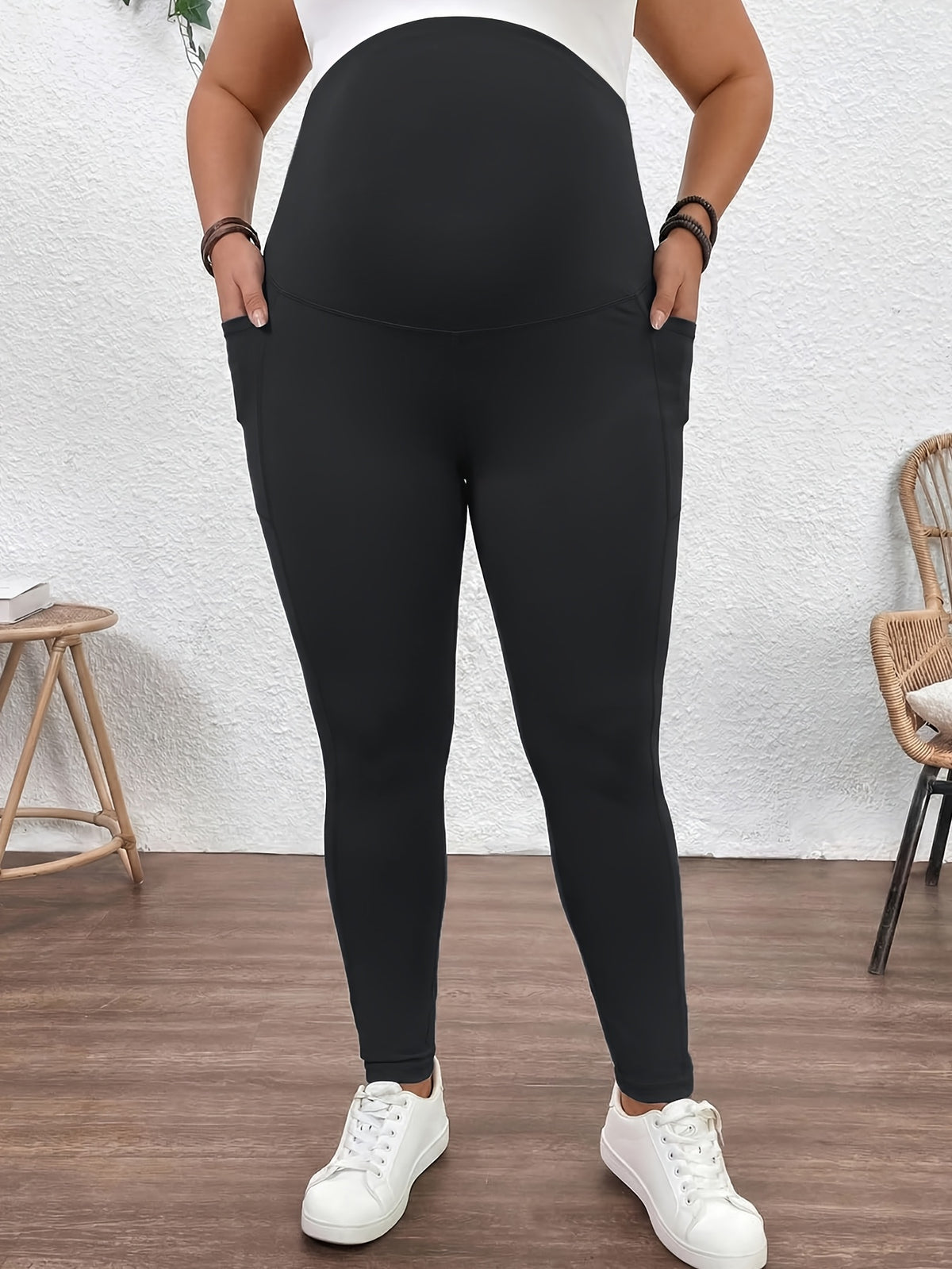 Legging grande taille pour la grossesse — Deux poches de cuisse
