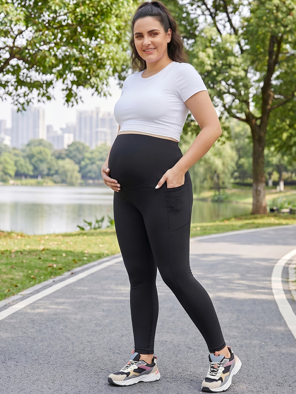 Legging sans couture grande taille — Ventre enveloppé haut
