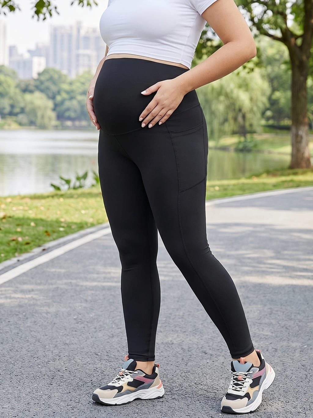 Legging sans couture grande taille — Ventre enveloppé haut