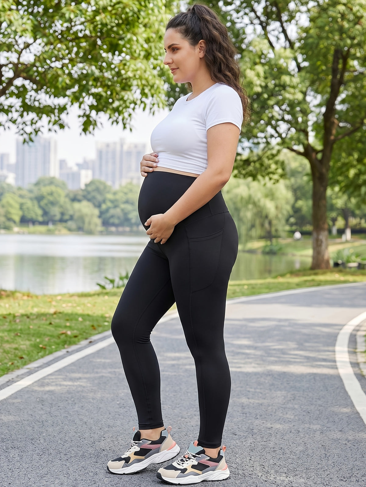 Legging sans couture grande taille — Ventre enveloppé haut
