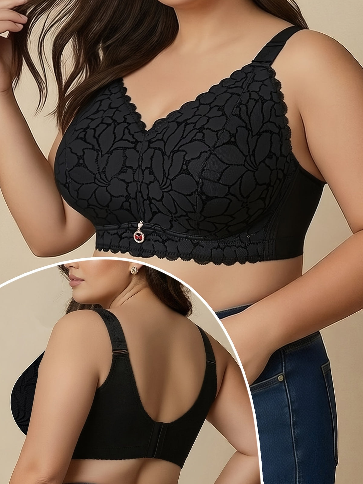 Soutien-gorge grande taille — Lot de 2, dentelle festonnée