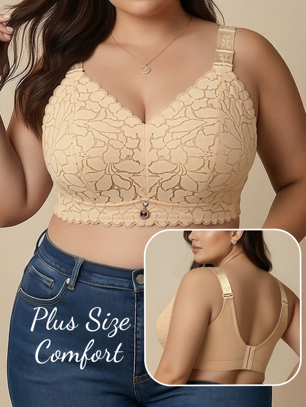 Soutien-gorge grande taille — Lot de 2, dentelle festonnée