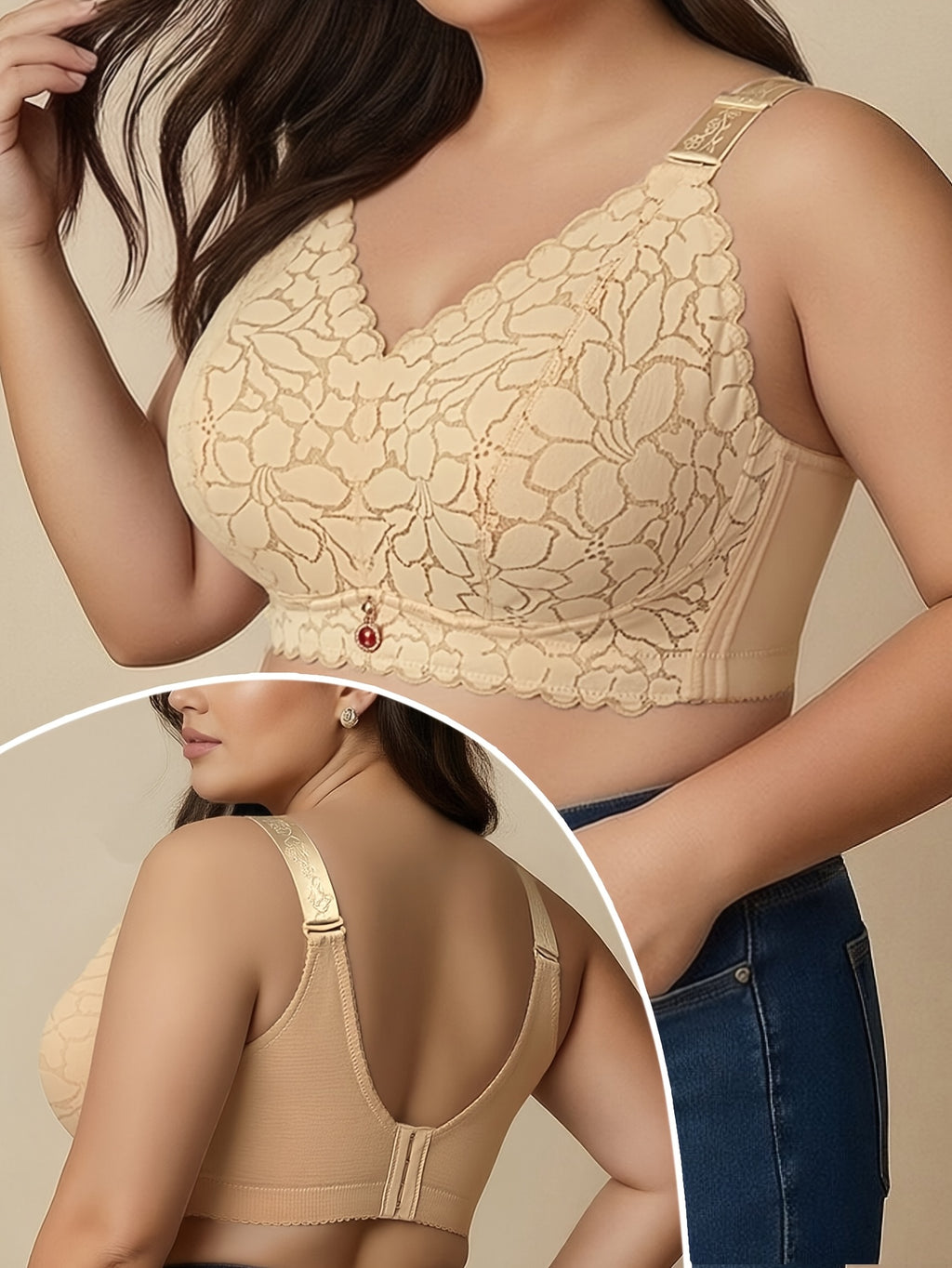 Soutien-gorge grande taille — Lot de 2, dentelle festonnée