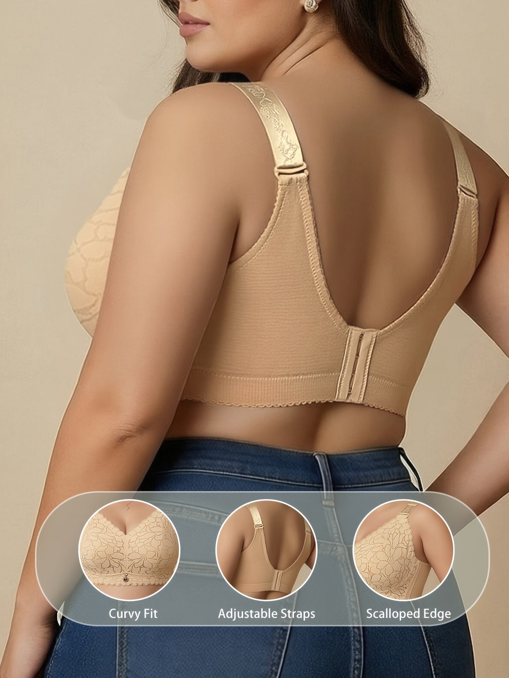 Soutien-gorge grande taille — Lot de 2, dentelle festonnée