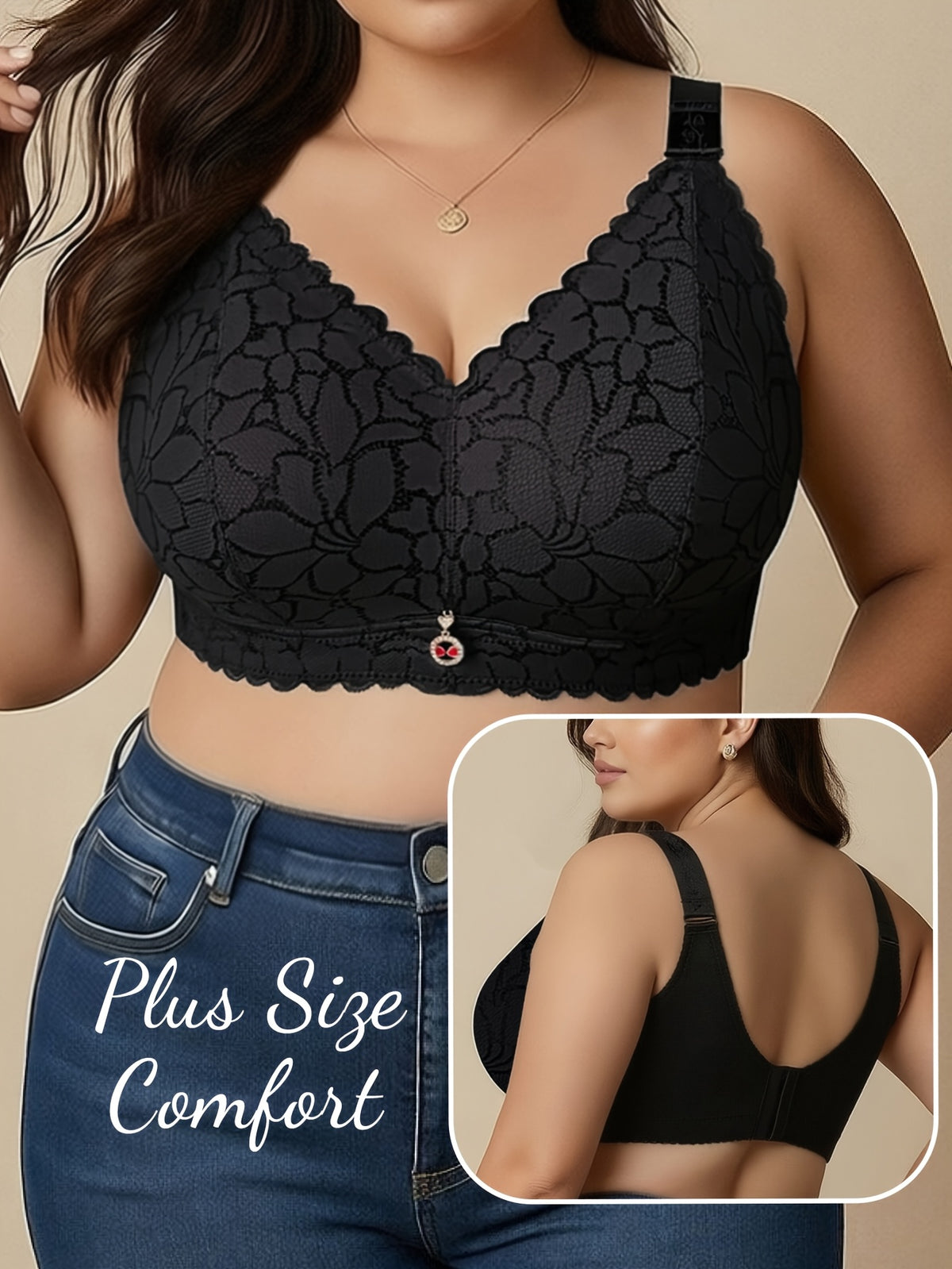 Soutien-gorge grande taille — Lot de 2, dentelle festonnée