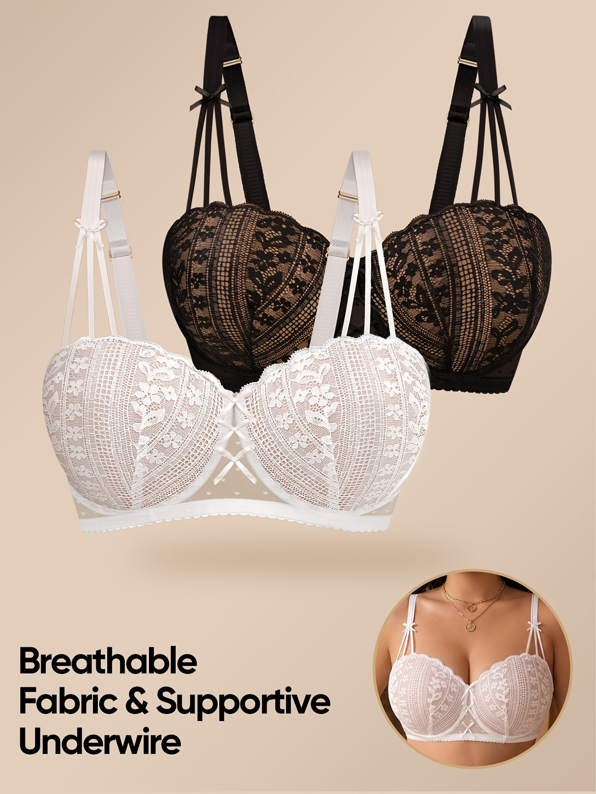 Soutien-gorge grande taille — Lot de deux, noir et blanc