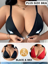 Lot de 2 soutiens-gorge grande taille — Triangles côtelés