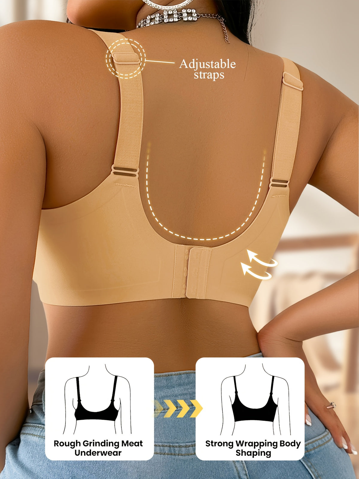Lot de 3 soutiens-gorge grande taille — Bandes de silicone aux ailes