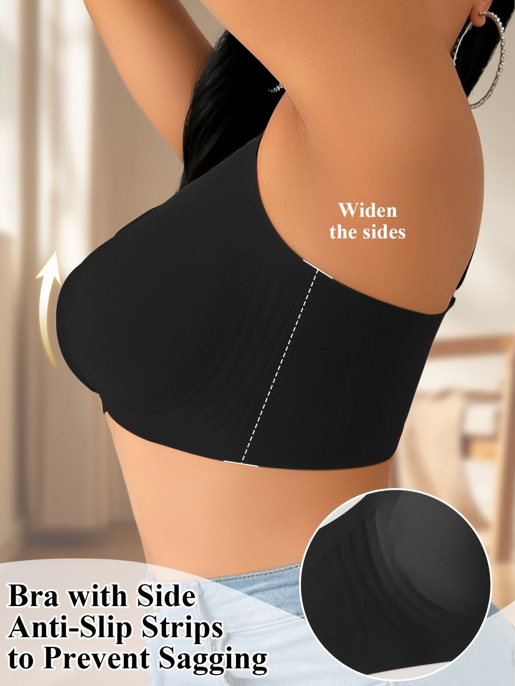 Lot de 3 soutiens-gorge grande taille — Bandes de silicone aux ailes