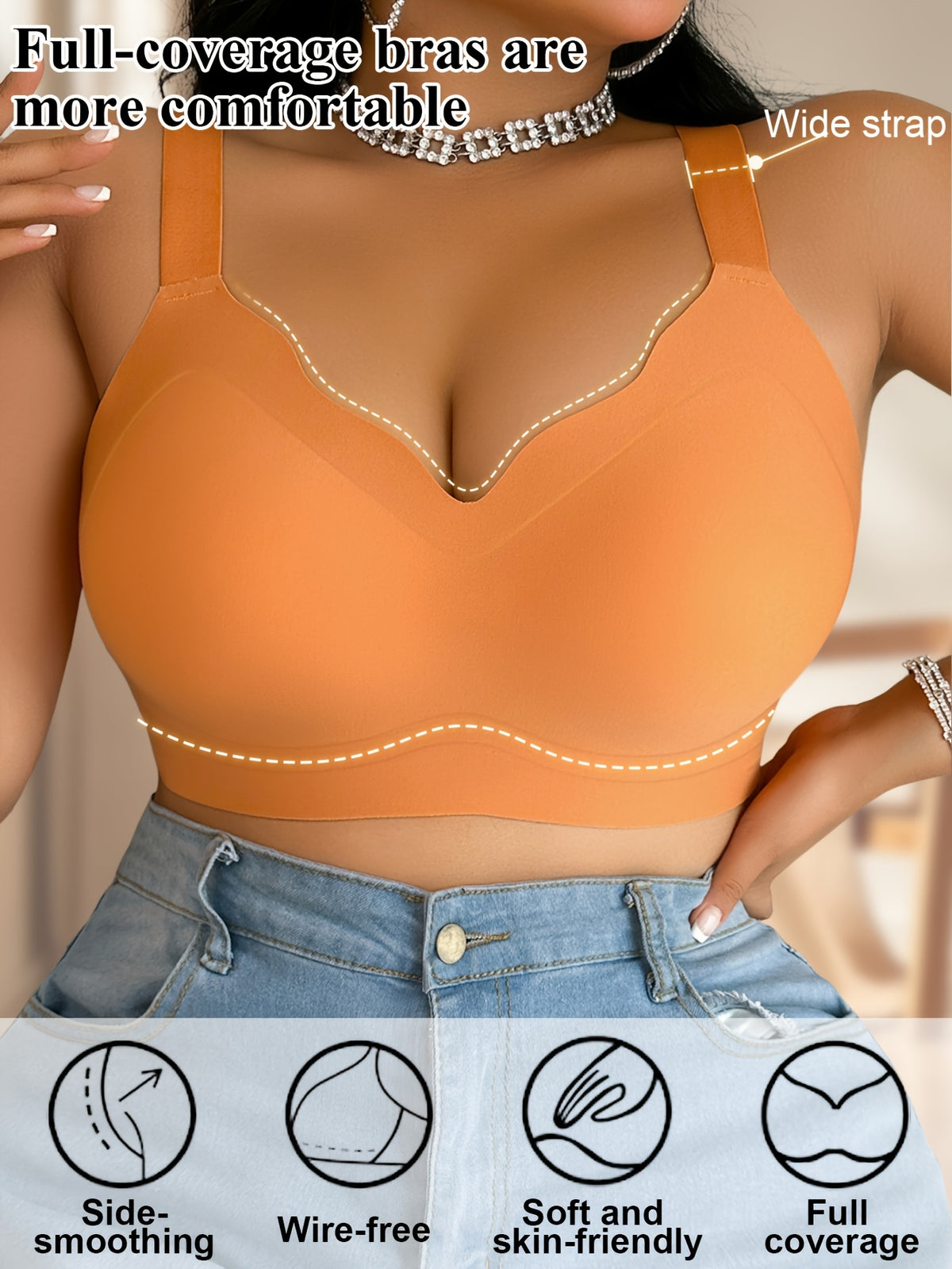 Lot de 3 soutiens-gorge grande taille — Bandes de silicone aux ailes
