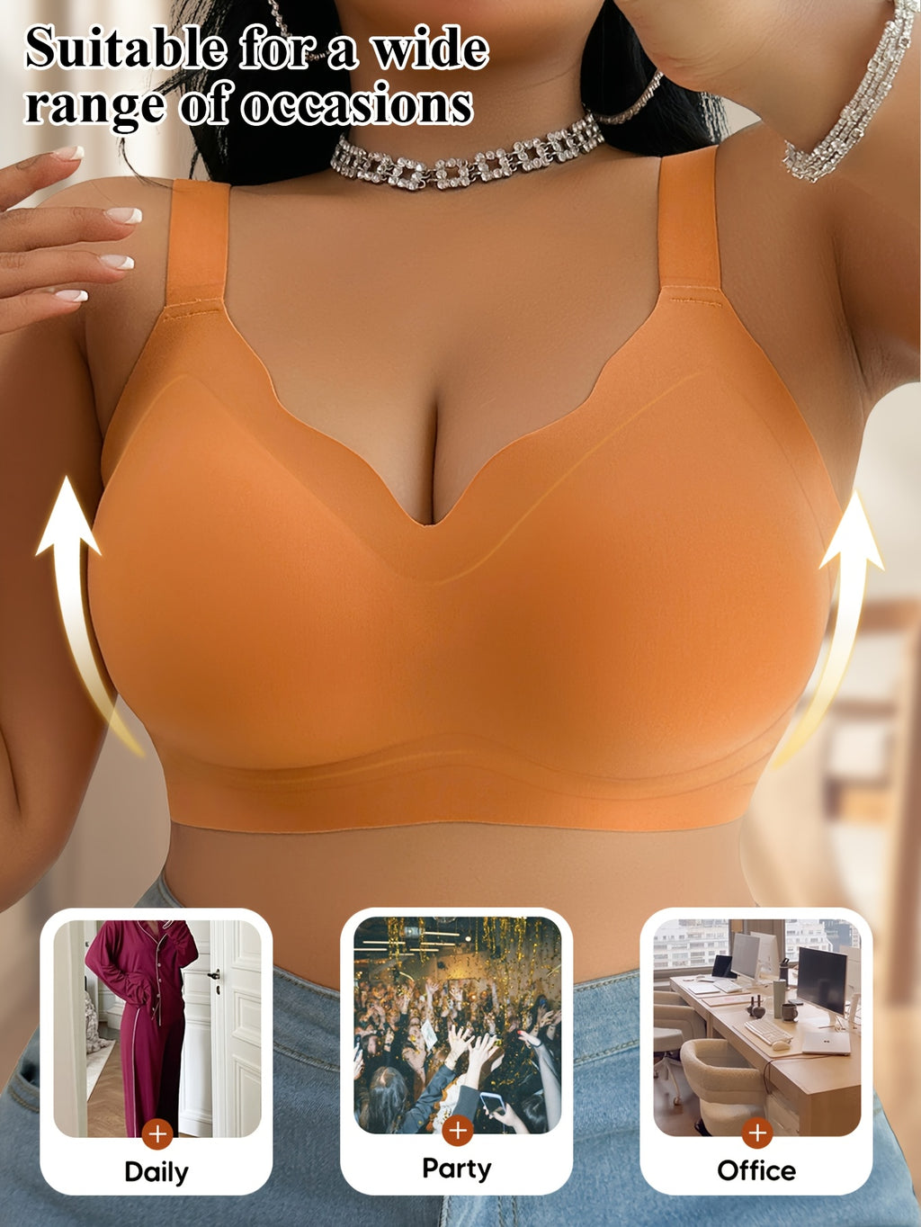 Lot de 3 soutiens-gorge grande taille — Bandes de silicone aux ailes