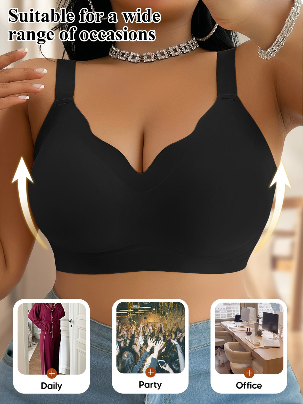 Lot de 3 soutiens-gorge grande taille — Bandes de silicone aux ailes