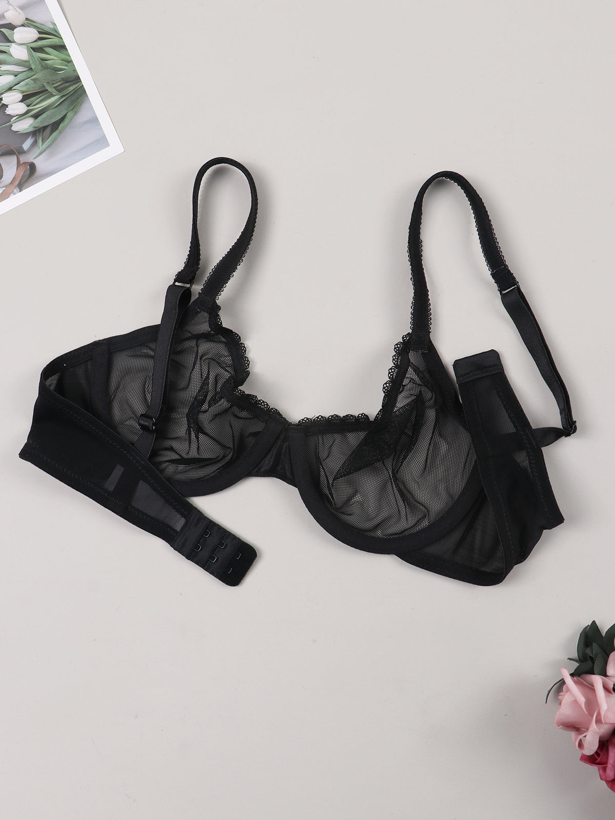 Soutien-gorge grande taille — Lot de trois, résille noire