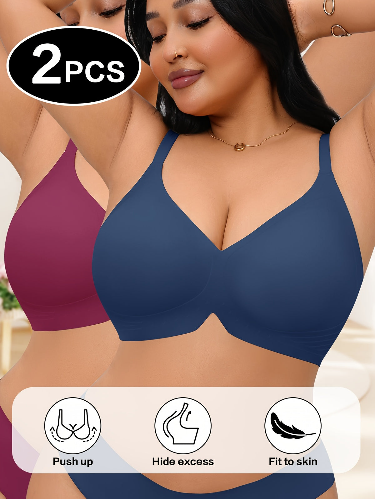 Lot de 2 soutiens-gorge grande taille — Col V sans armatures