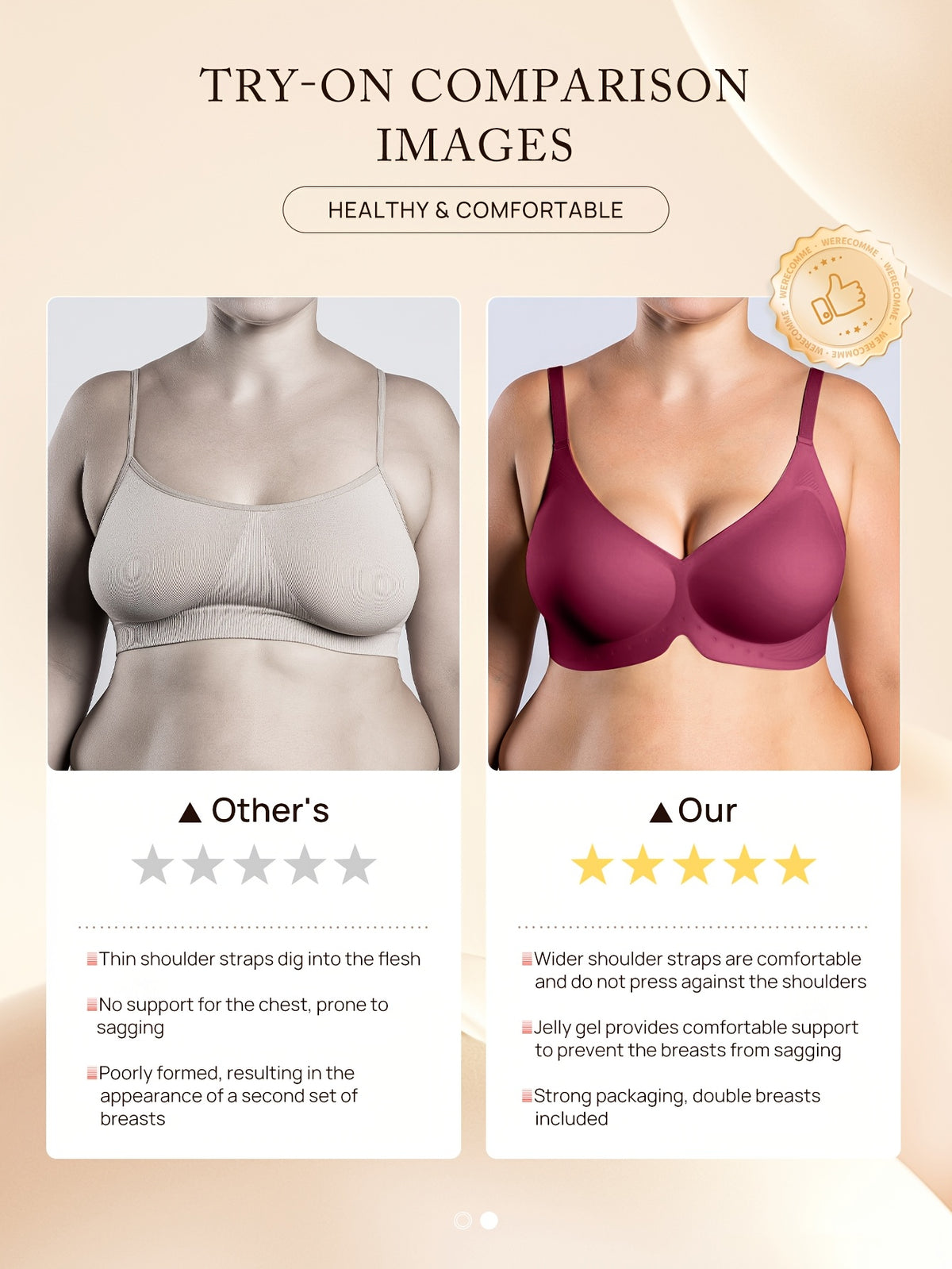 Lot de 2 soutiens-gorge grande taille — Col V sans armatures