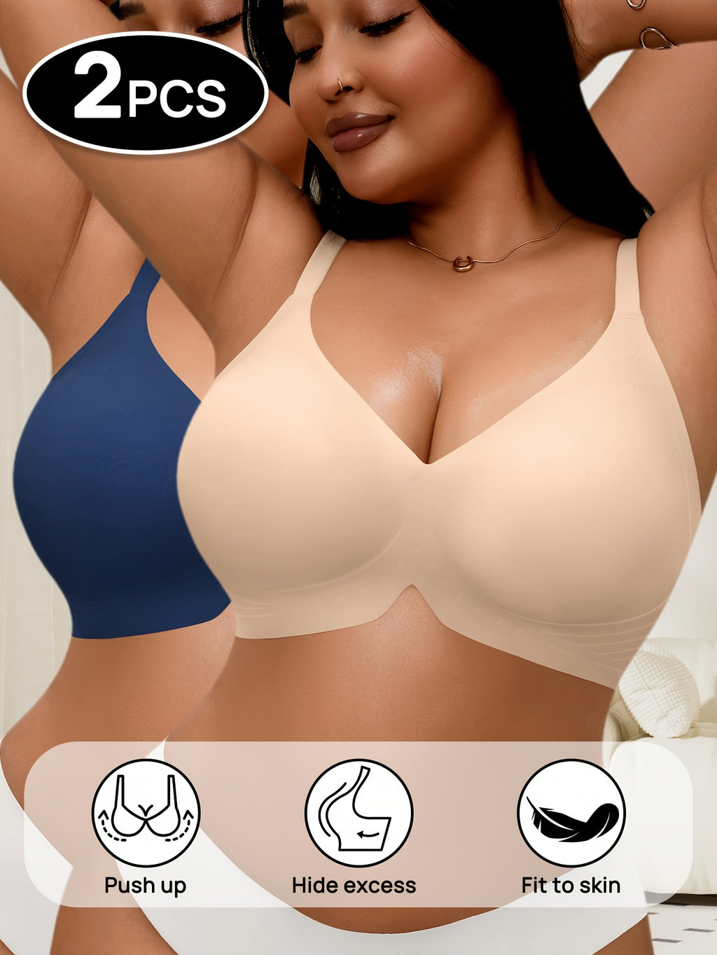 Lot de 2 soutiens-gorge grande taille — Col V sans armatures