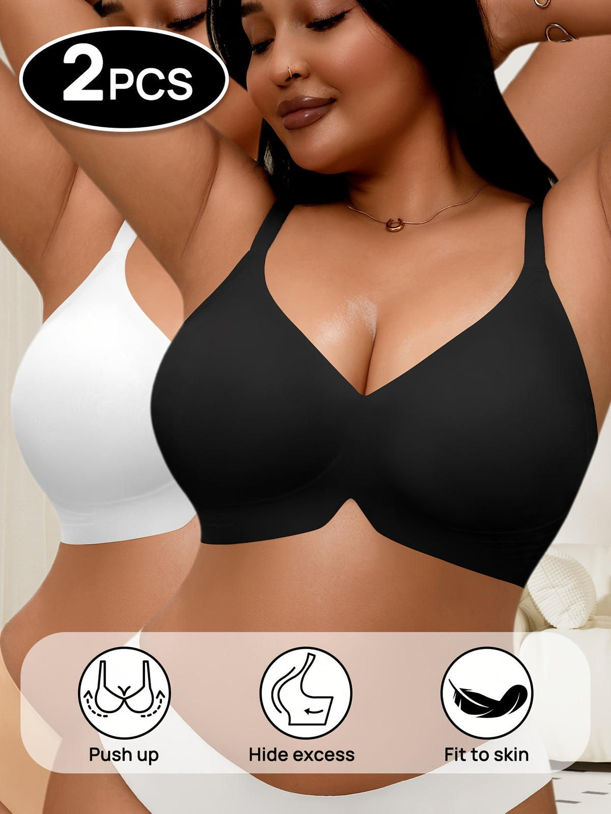 Lot de 2 soutiens-gorge grande taille — Col V sans armatures