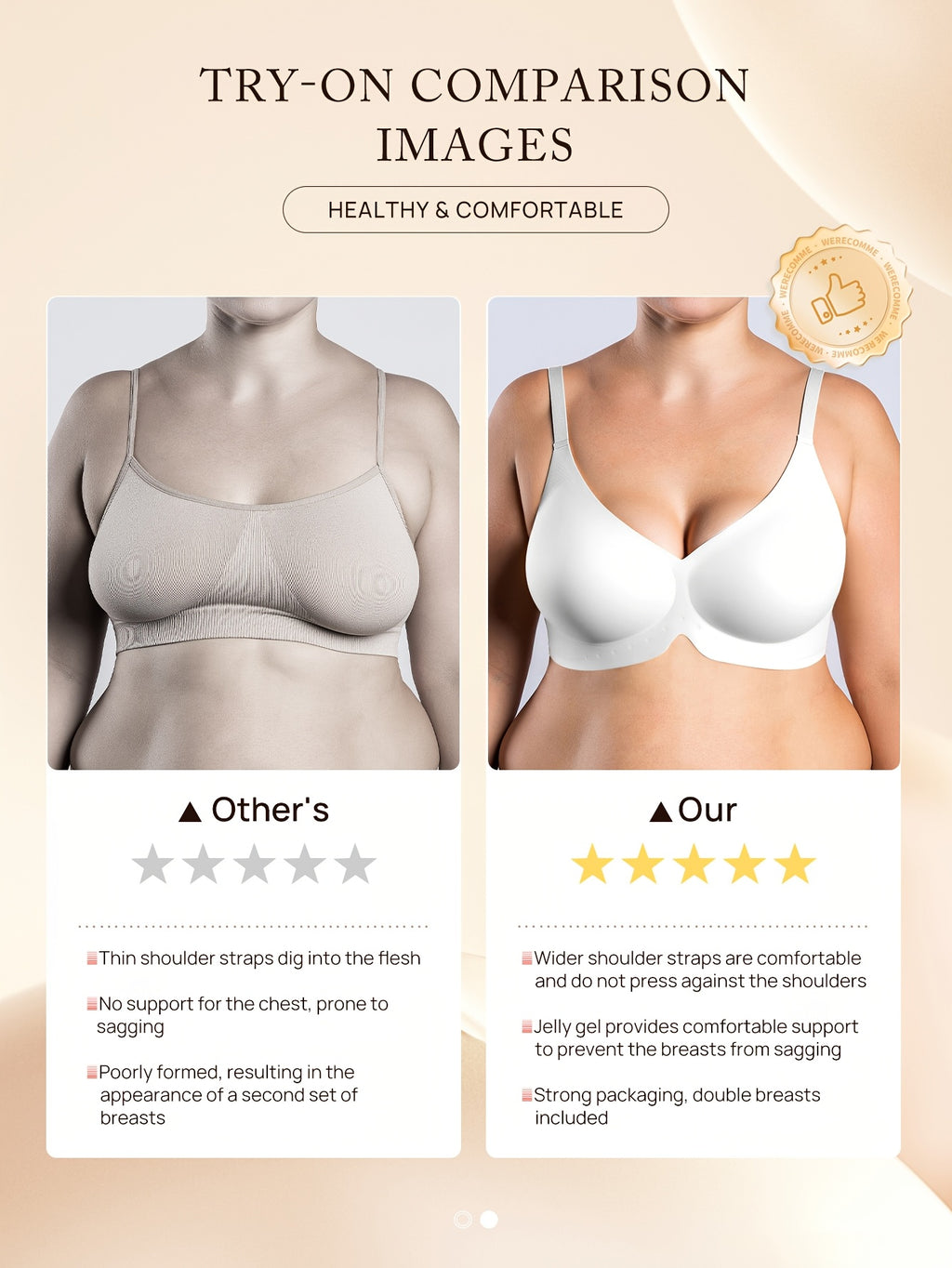 Lot de 2 soutiens-gorge grande taille — Col V sans armatures
