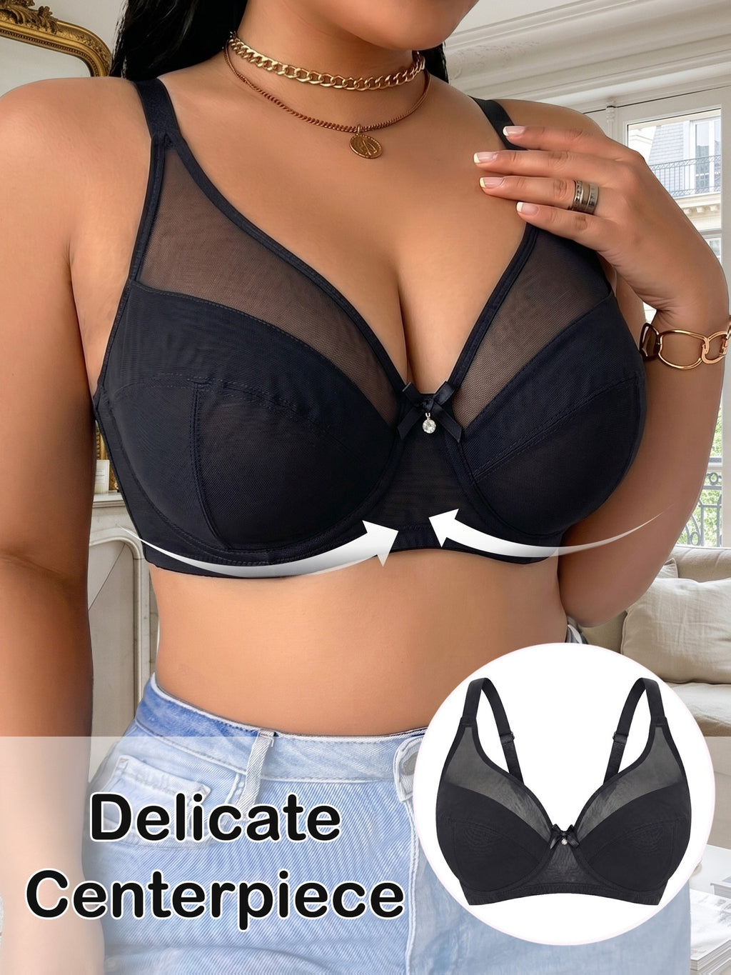 Lot de 2 soutiens-gorge grande taille — Maille transparente