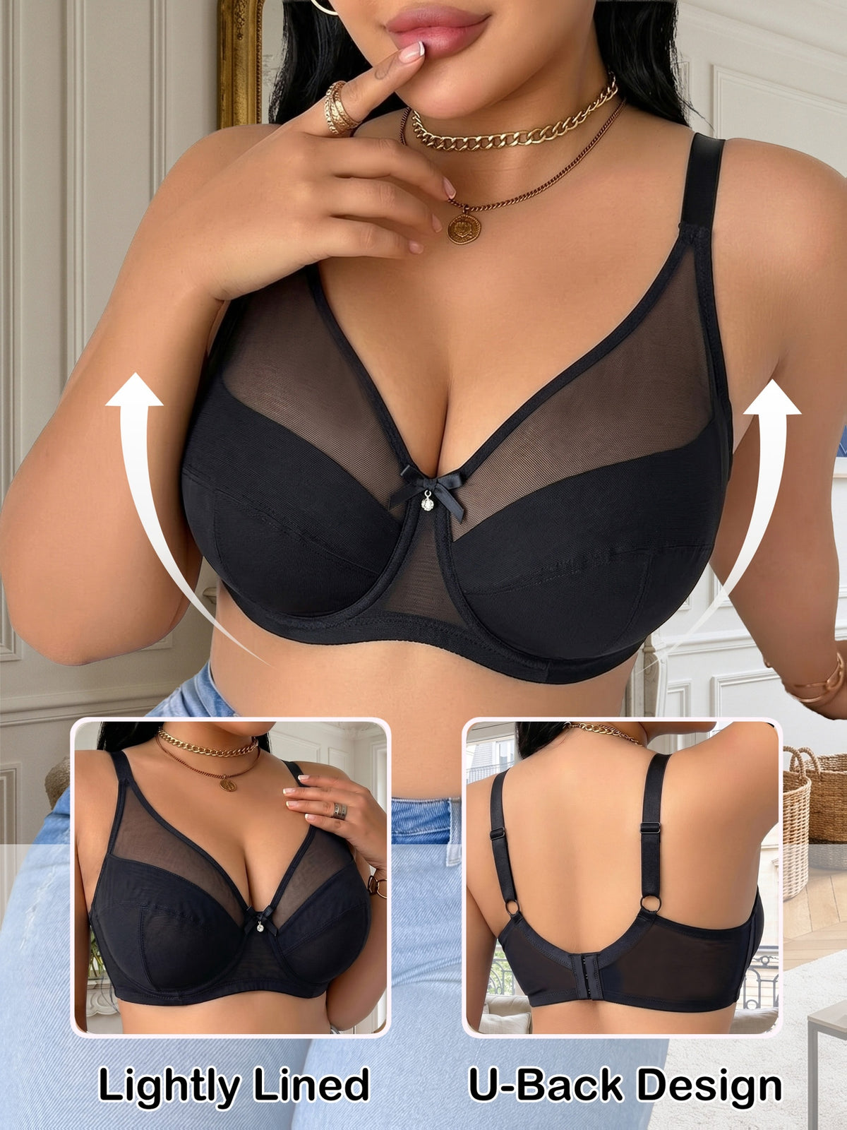 Lot de 2 soutiens-gorge grande taille — Maille transparente