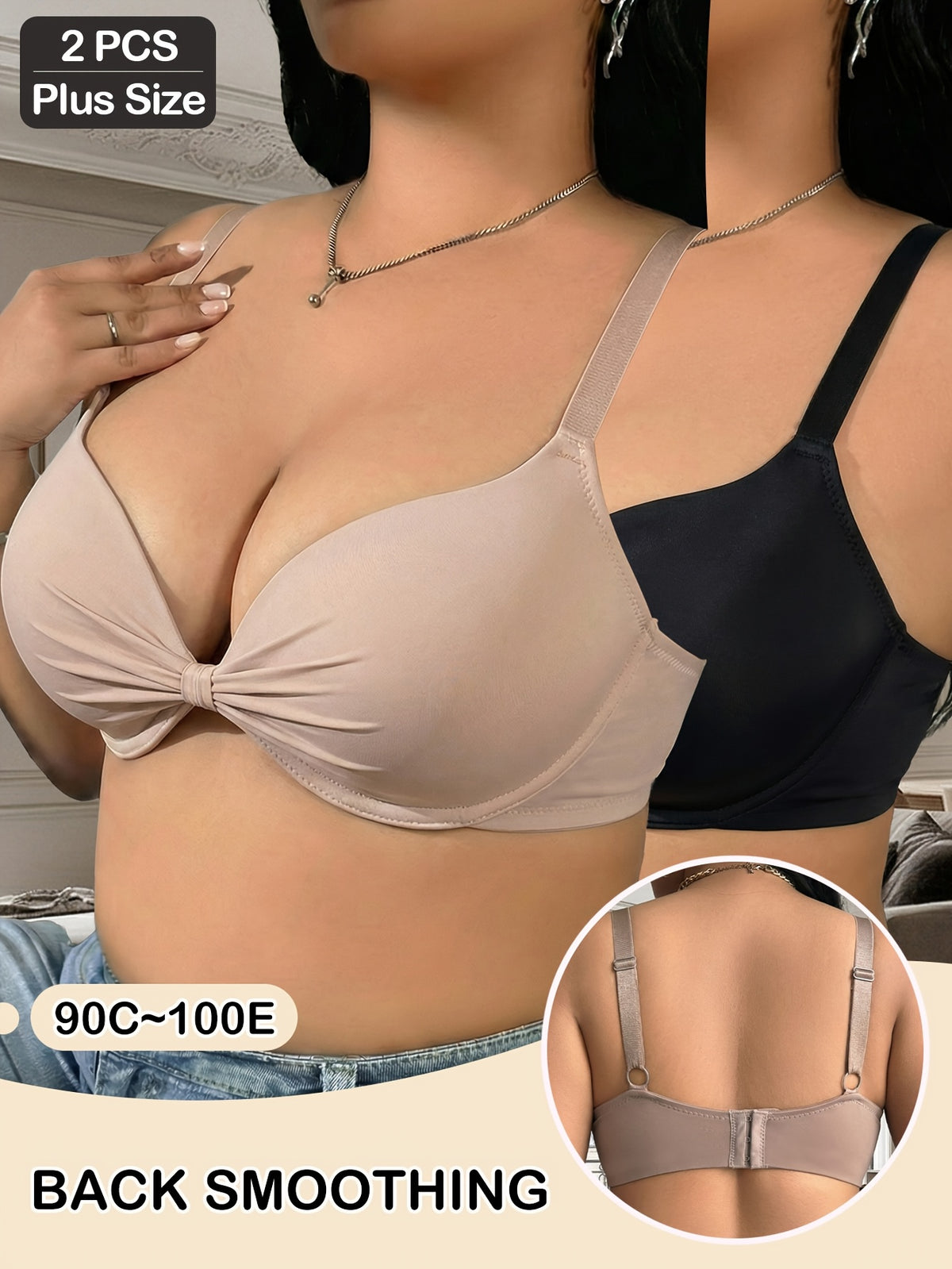 Lot de 2 soutiens-gorge grande taille — Nœud central drapé