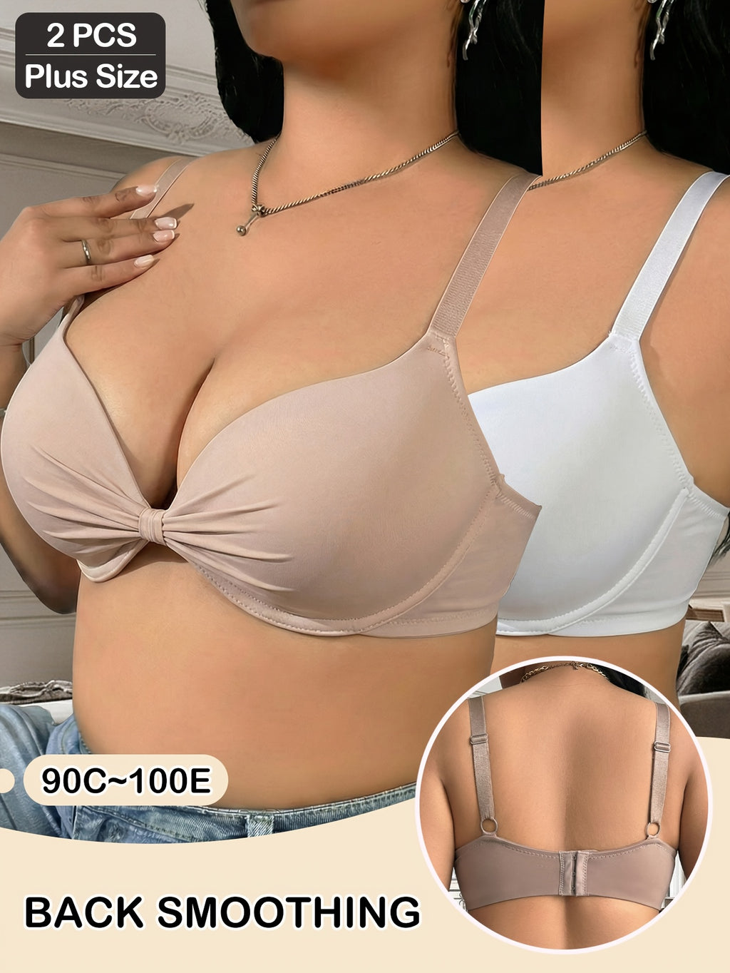 Lot de 2 soutiens-gorge grande taille — Nœud central drapé