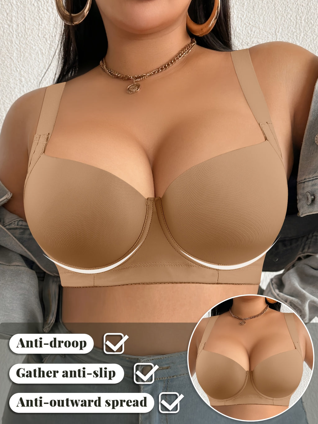 Lot de 3 soutiens-gorge grande taille — Bonnets moulés lisses