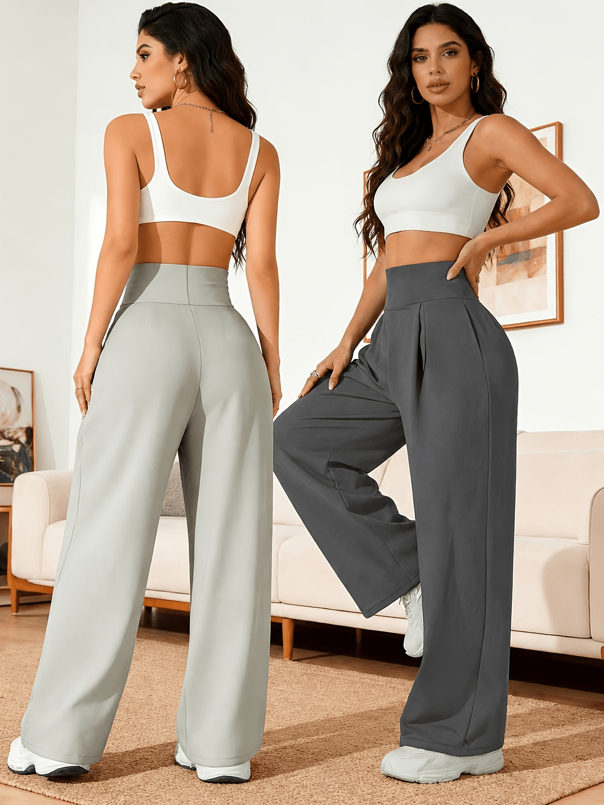 Lot de deux pantalons larges grande taille — Taille montante