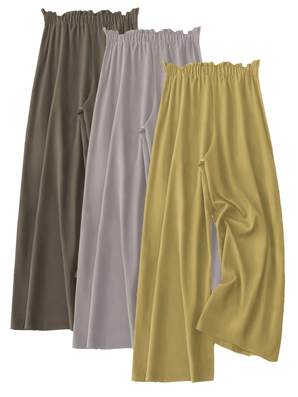 Pantalon grande taille, coupe ample, volants