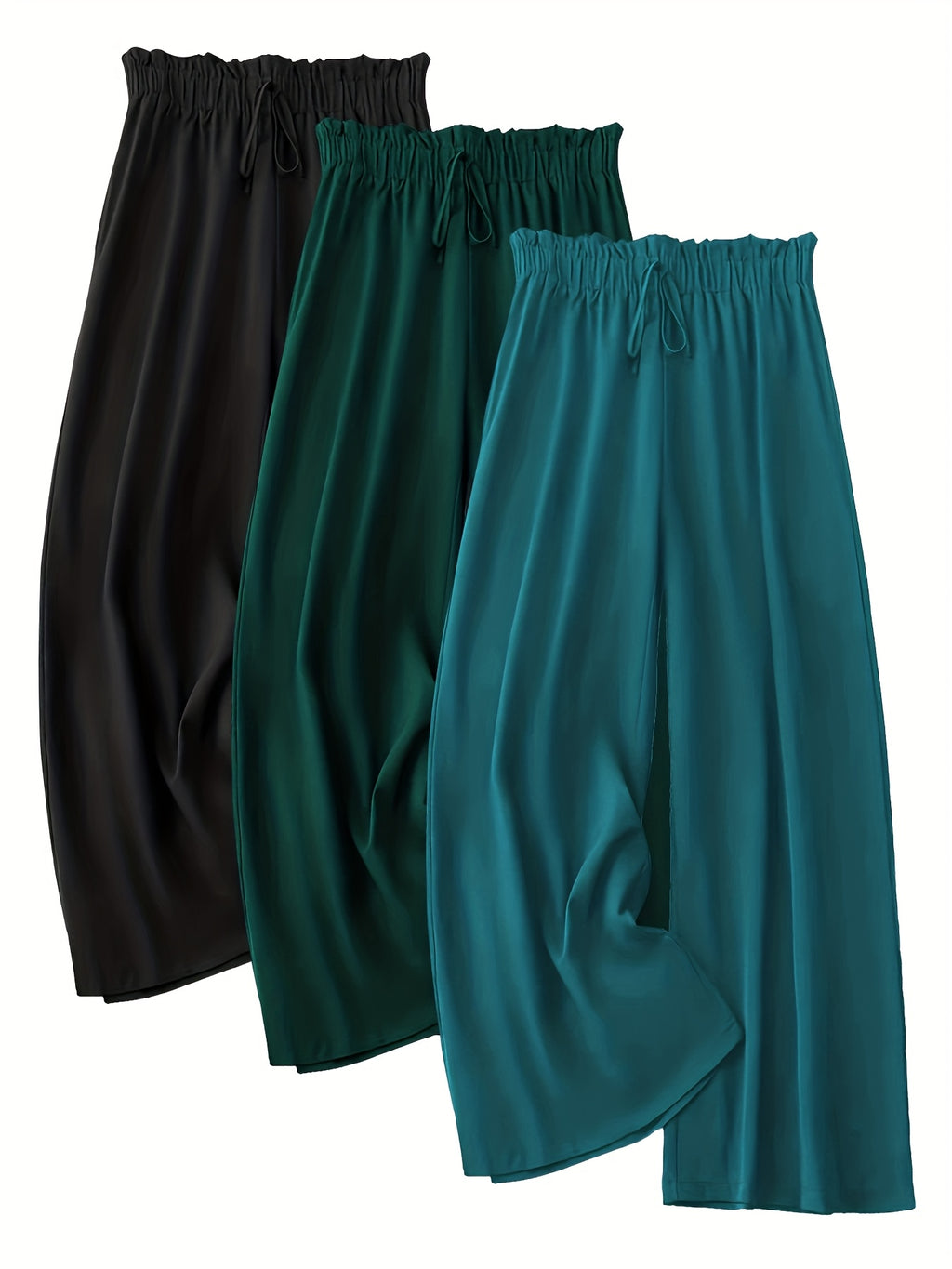 Pantalon grande taille, coupe ample, volants