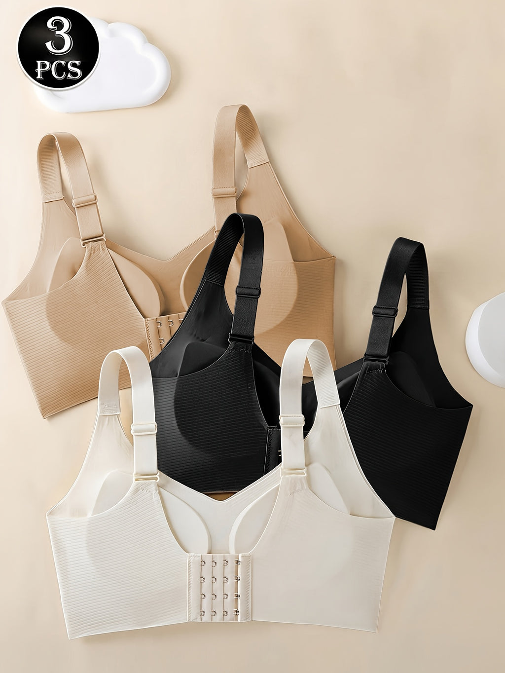 Soutien-gorge grande taille — Trio côtelé à coussinets amovibles