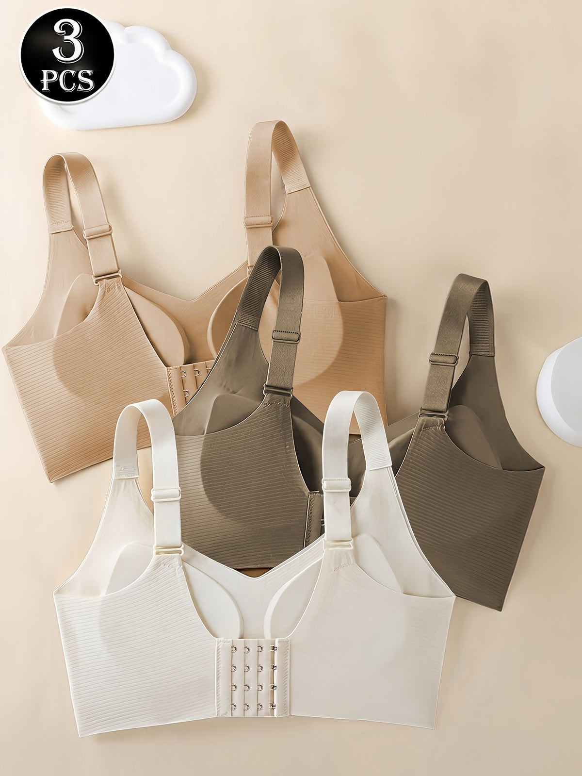 Soutien-gorge grande taille — Trio côtelé à coussinets amovibles