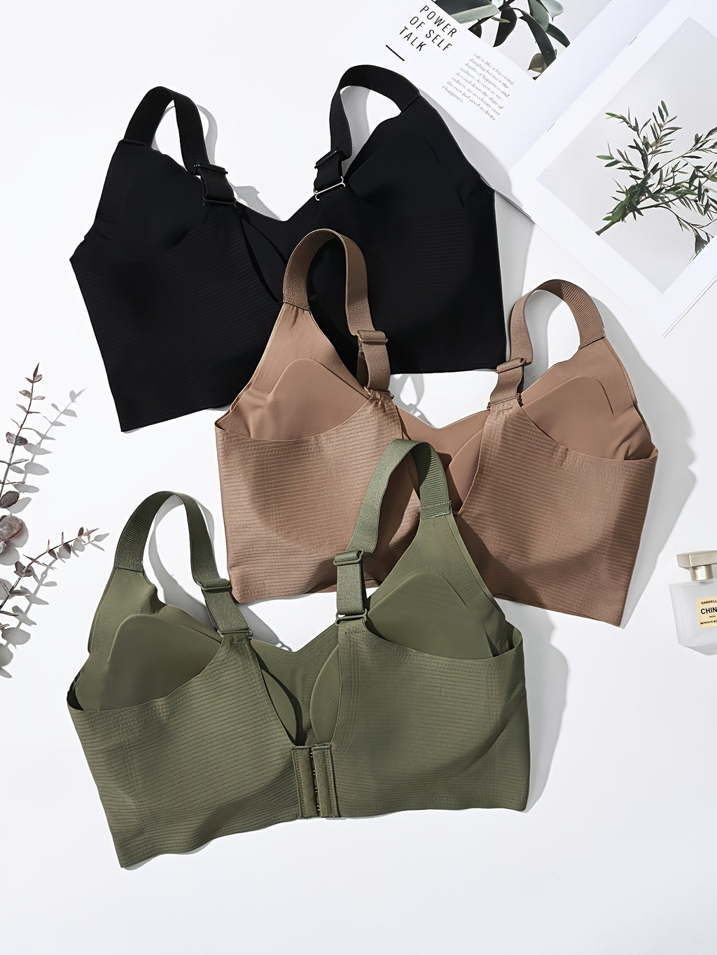 Soutien-gorge grande taille — Trio côtelé à coussinets amovibles