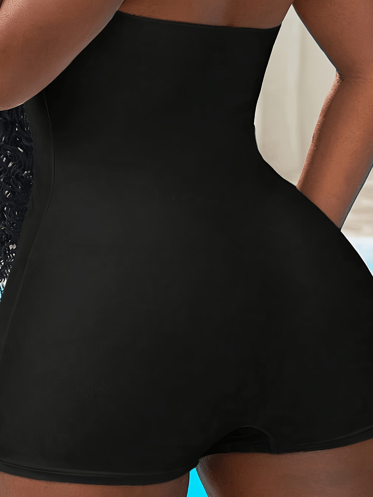 Maillot 1 pièce grande taille — Noir à coutures princesse