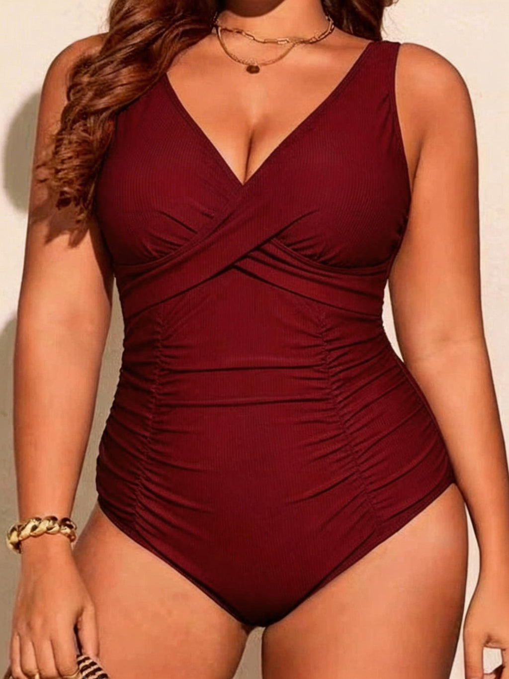 Maillot 1 pièce grande taille — Décolleté croisé, 4 coloris