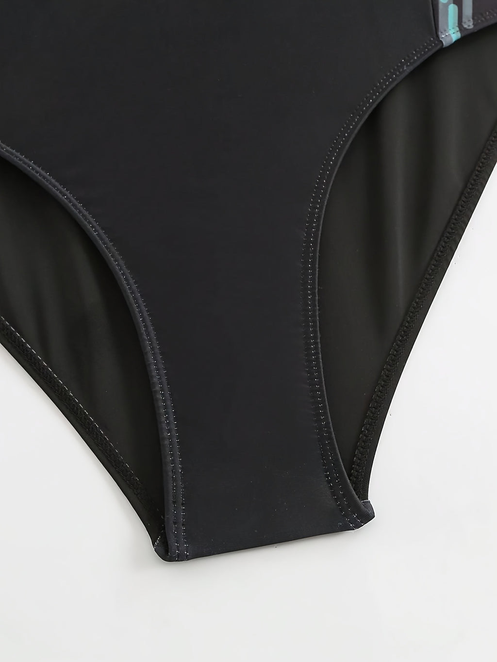 Maillot 1 pièce grande taille — Flammes turquoise et dos croisé