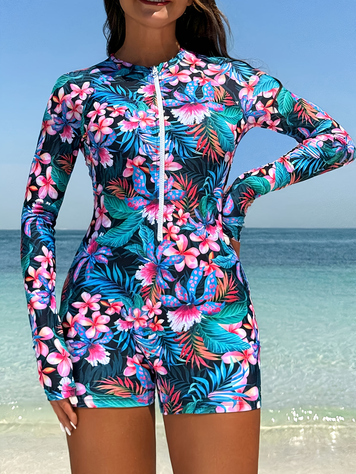 Maillot 1 pièce grande taille — Frangipaniers et passe-pouces
