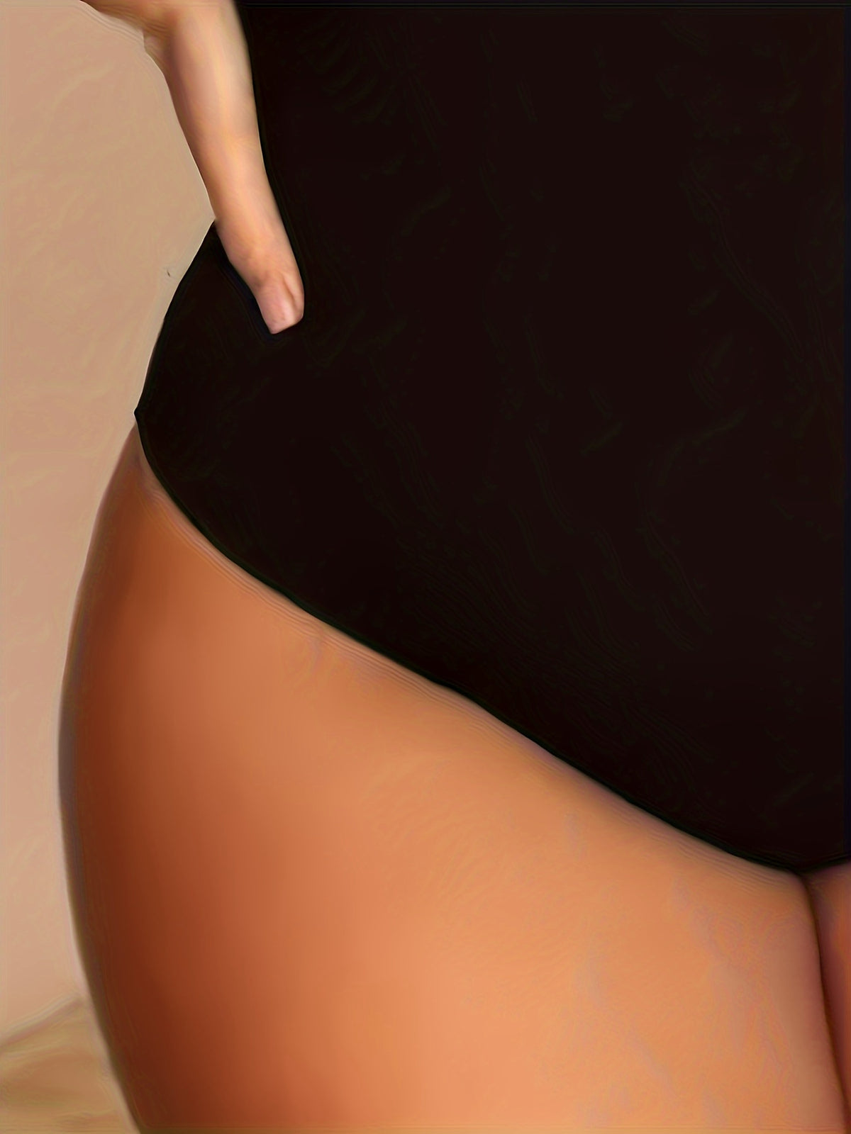 Maillot 1 pièce grande taille — Noir à encolure festonnée